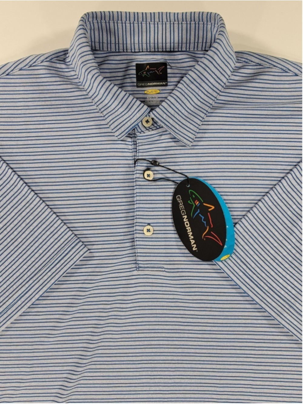 NEW Greg Norman Play Dry Polo Men's XL Blue Stretch Golf Performance Pique NWT